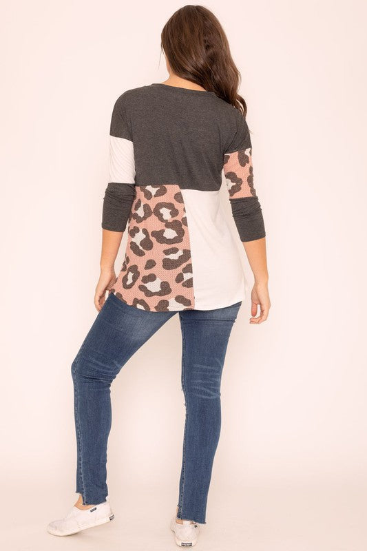 Leopard Color Block Tunic by EG fashion | Fleurcouture