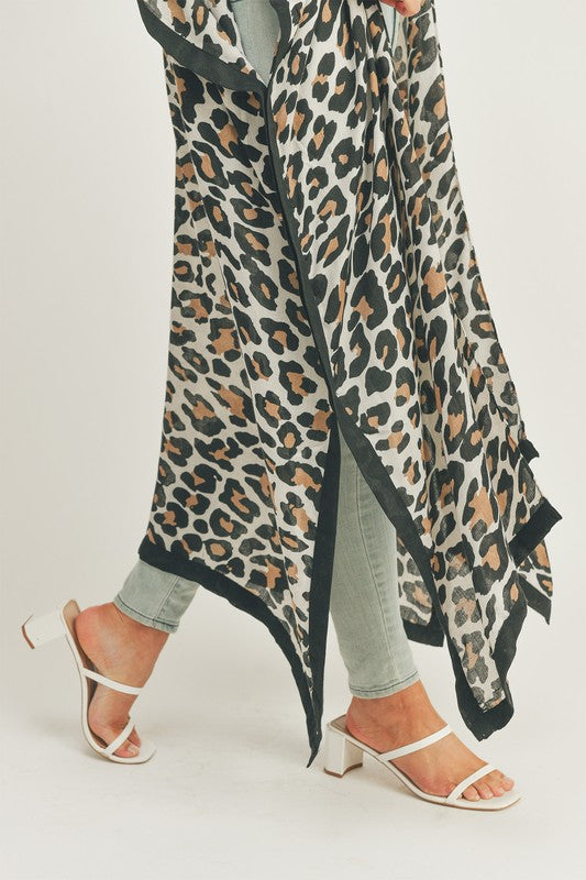 Leopard Print Front Open Long Kimono OS by ICCO ACCESSORIES | Fleurcouture