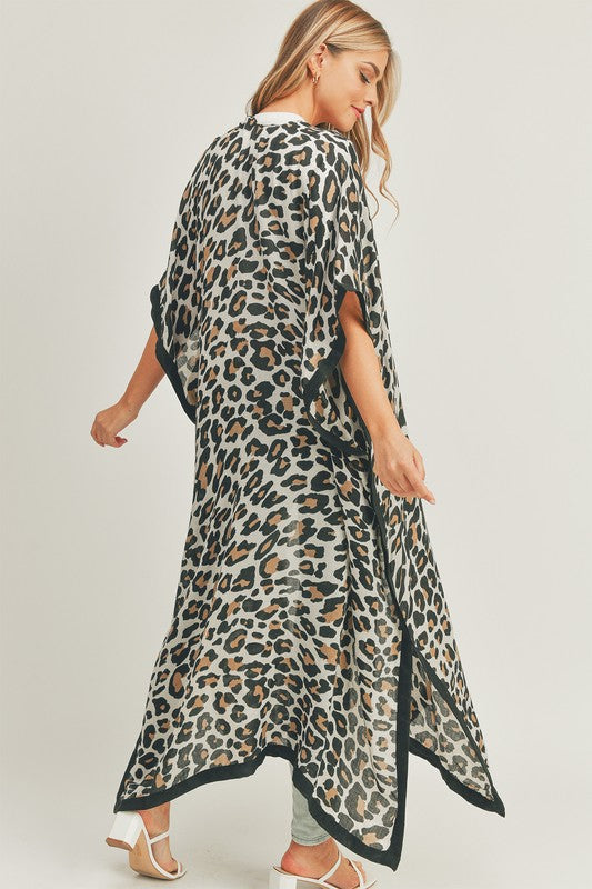 Leopard Print Front Open Long Kimono OS by ICCO ACCESSORIES | Fleurcouture