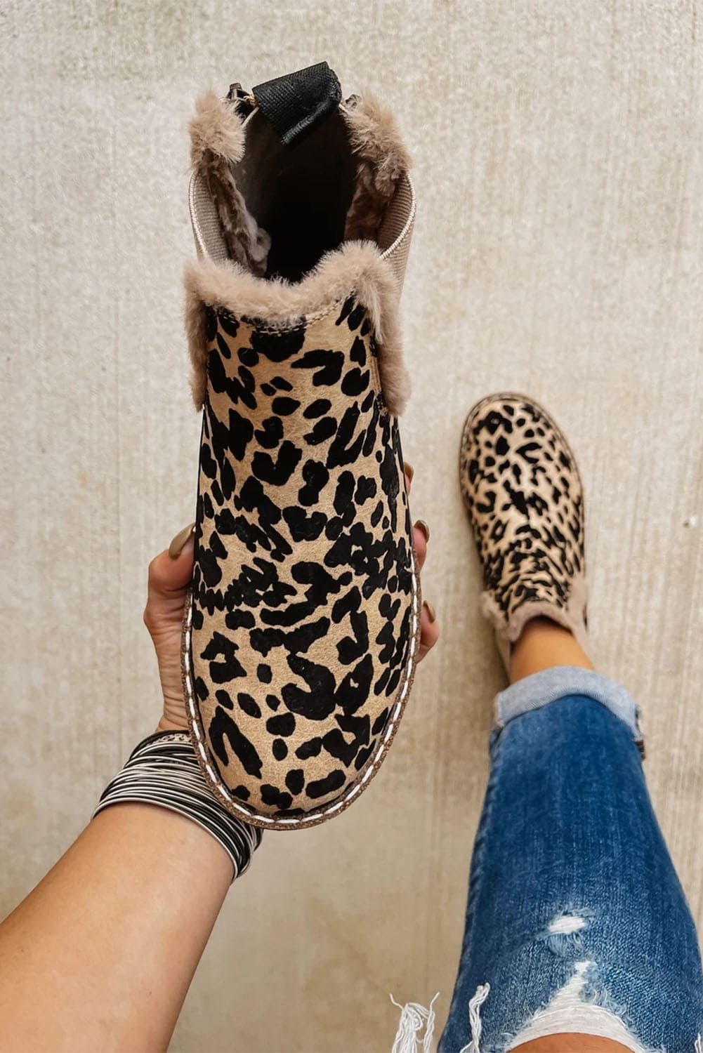 Leopard Zip Up Fleece Lining Chelsea Boots Leopard Shoes & Bags by Fleurcouture | Fleurcouture