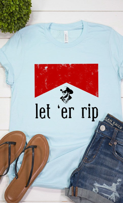 Let Er Rip Graphic Tee PLUS Heather Ice Blue XXL by Kissed Apparel | Fleurcouture