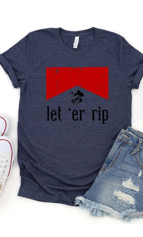 Let Er Rip Graphic Tee PLUS Heather Navy XXL by Kissed Apparel | Fleurcouture