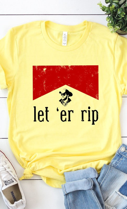 Let Er Rip Graphic Tee PLUS Heather Yellow XXL by Kissed Apparel | Fleurcouture