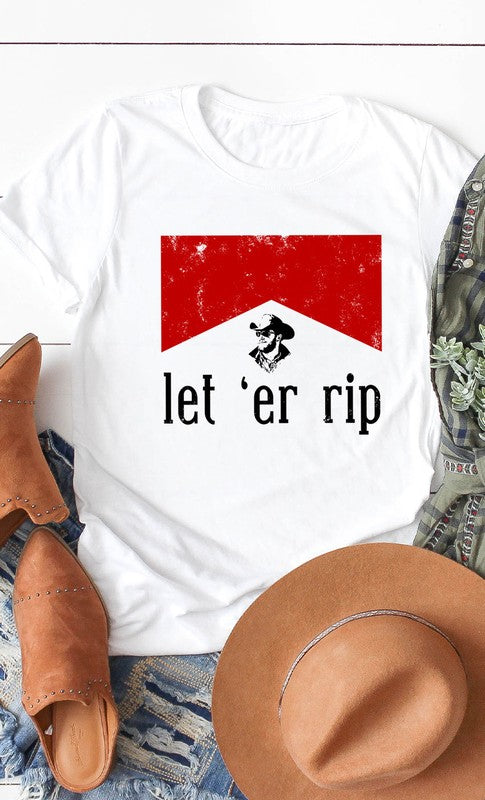 Let Er Rip Graphic Tee PLUS White XXL by Kissed Apparel | Fleurcouture