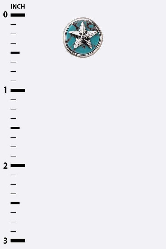 Lone Star Turquoise Stud Earrings Silver O/S by LA Jewelry Plaza | Fleurcouture