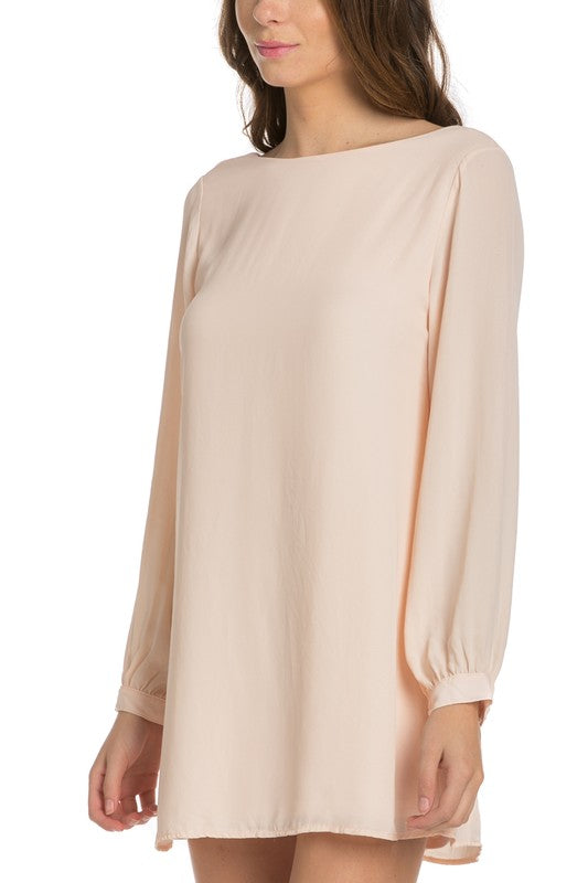 long sleeve shift dress coral by O2 Denim | Fleurcouture