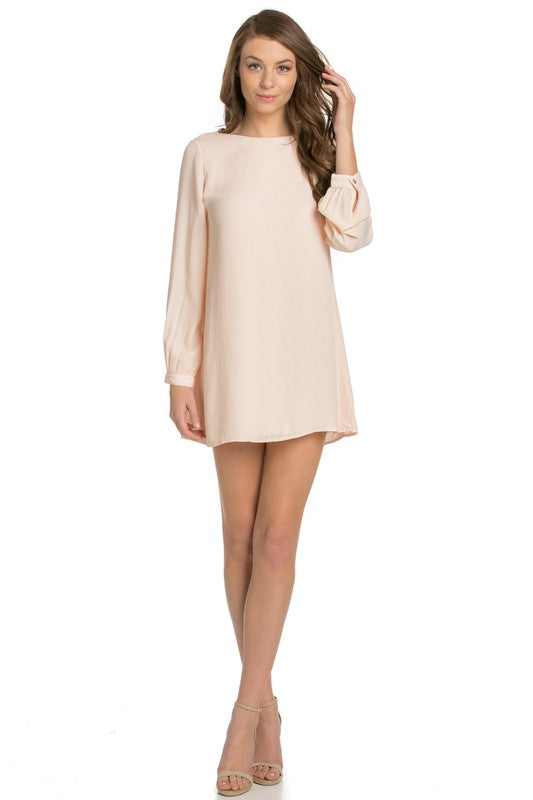 long sleeve shift dress coral by O2 Denim | Fleurcouture