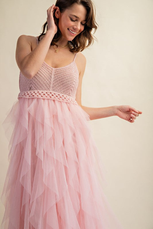 LOVELY TULLE MIDI CROCHET DRESS by Sweet Generis | Fleurcouture