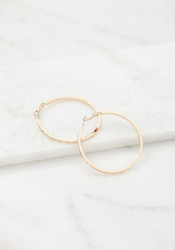 LUXURY RHINESTONE HOOP EARINGS ROSE GOLD/RGCL Os by Bella Chic | Fleurcouture