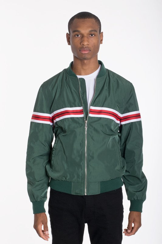 Luxury WOVEN TAPED BOMBER JACKET GREEN S by WEIV | Fleurcouture