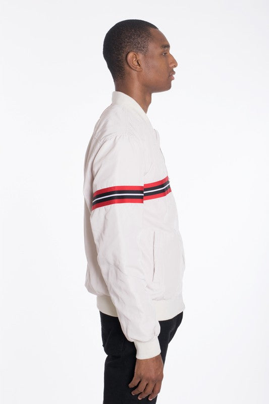 Luxury WOVEN TAPED BOMBER JACKET by WEIV | Fleurcouture