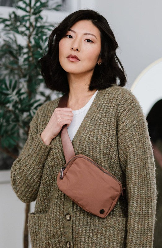 MADISON CROSSBODY BELT BAG FANNY PACK Mocha Brown 1 by Modern + Chic | Fleurcouture