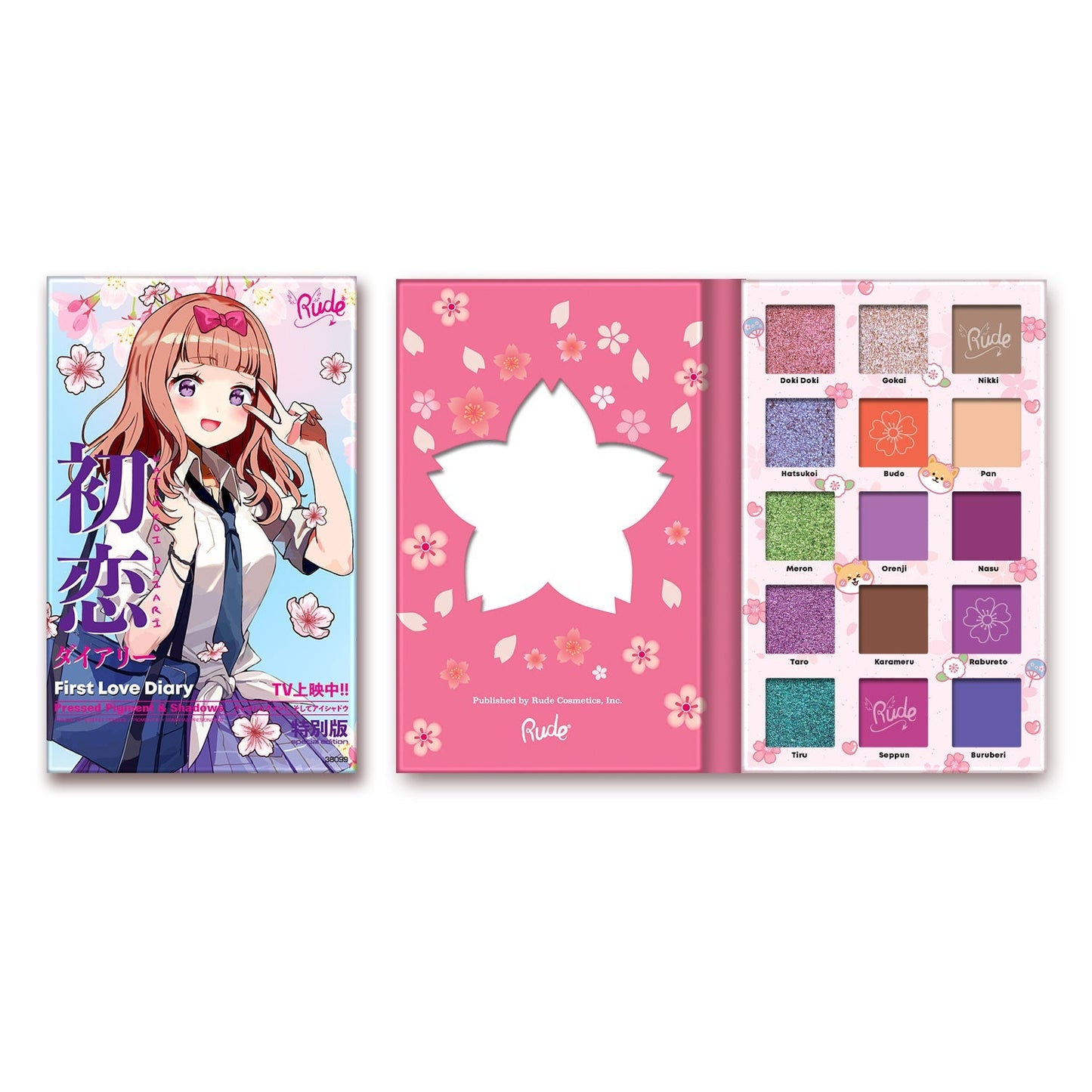 Manga Collection Pressed Pigments & Shadows Palette - First Love Diary Eye Shadow by Rude Cosmetics | Fleurcouture