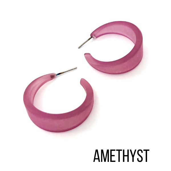 Marilyn Frosted Hoop Earrings - Large Amethyst Marilyn Hoops by Leetie Lovendale | Fleurcouture