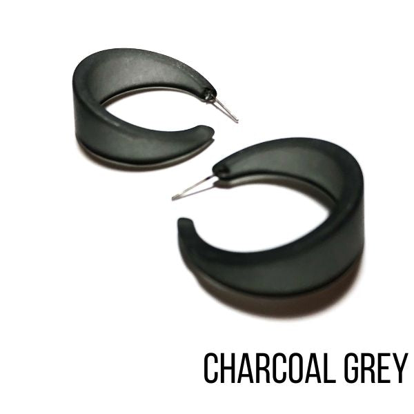 Marilyn Frosted Hoop Earrings - Large Charcoal Marilyn Hoops by Leetie Lovendale | Fleurcouture