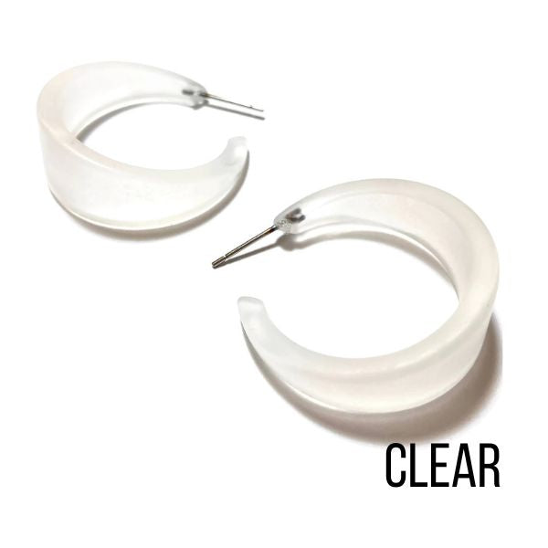 Marilyn Frosted Hoop Earrings - Large Clear Marilyn Hoops by Leetie Lovendale | Fleurcouture