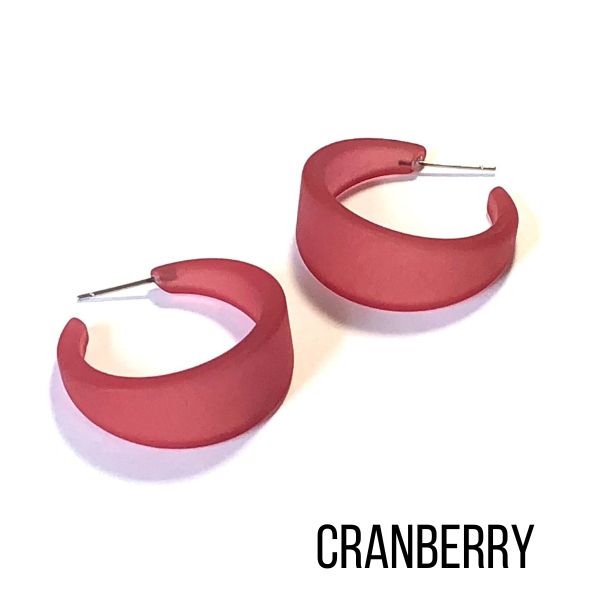 Marilyn Frosted Hoop Earrings - Large Cranberry Marilyn Hoops by Leetie Lovendale | Fleurcouture