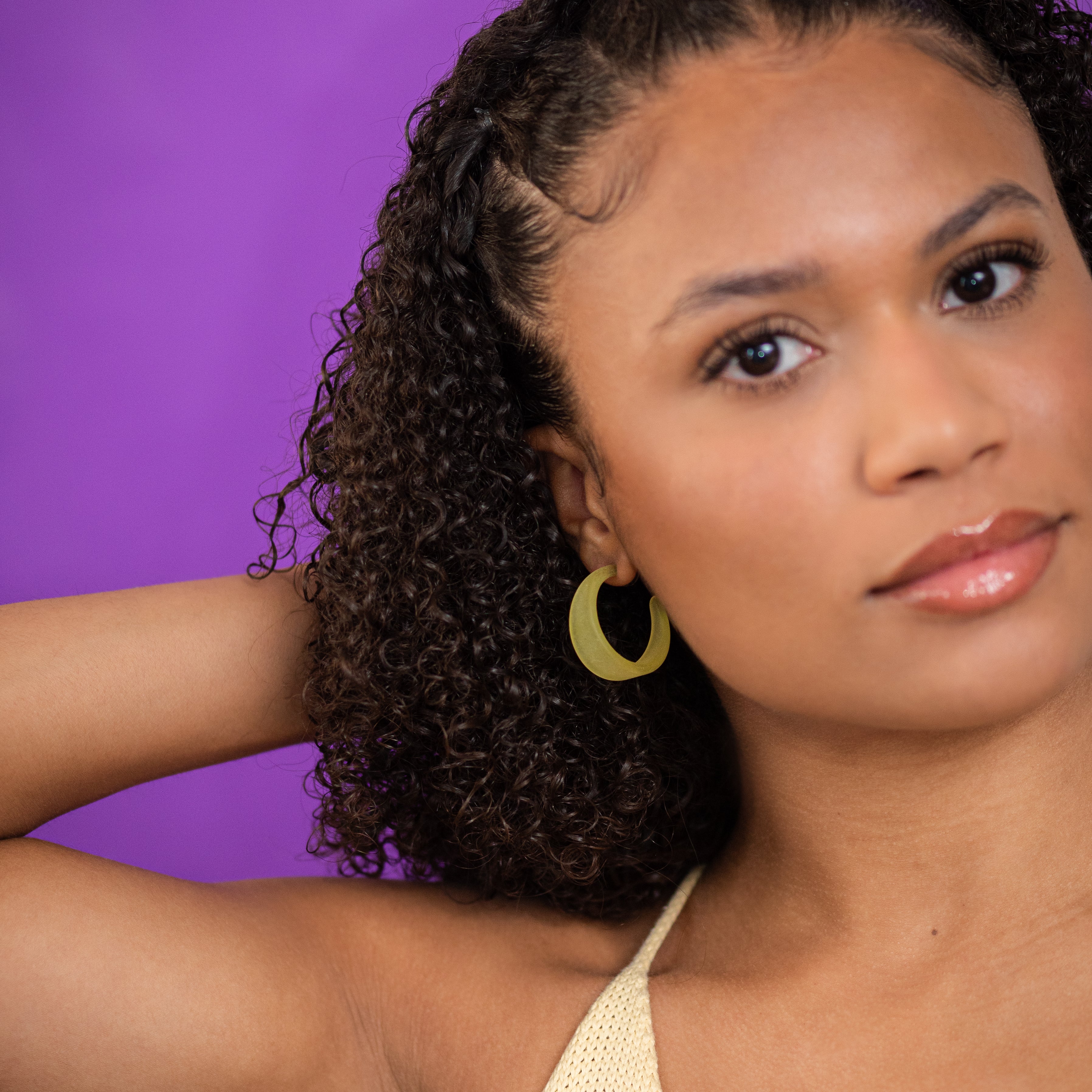 Marilyn Frosted Hoop Earrings - Large Marilyn Hoops by Leetie Lovendale | Fleurcouture