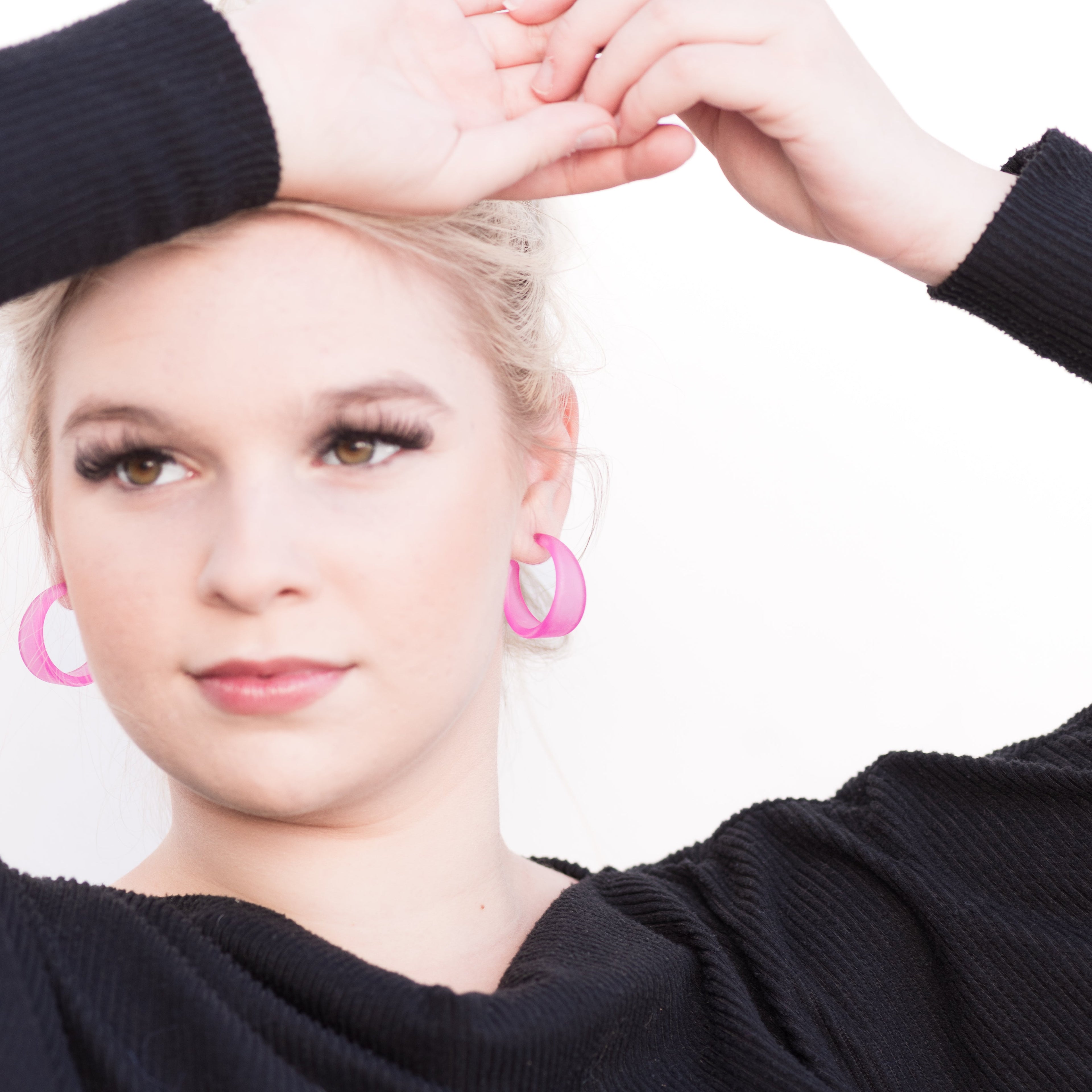 Marilyn Frosted Hoop Earrings - Large Marilyn Hoops by Leetie Lovendale | Fleurcouture