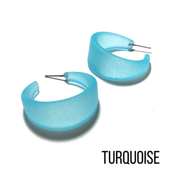 Marilyn Frosted Hoop Earrings - Large Turqoise Marilyn Hoops by Leetie Lovendale | Fleurcouture