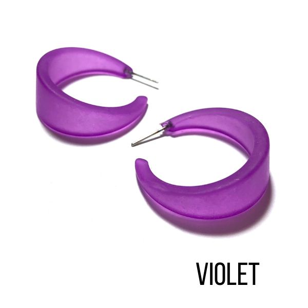Marilyn Frosted Hoop Earrings - Large Violet Marilyn Hoops by Leetie Lovendale | Fleurcouture