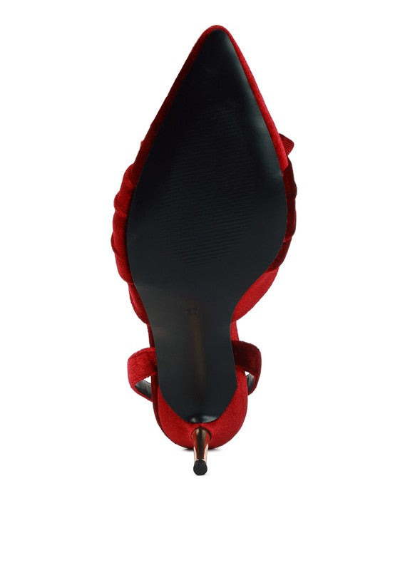 mayfair velvet high heeled mule sandals by Rag Company | Fleurcouture