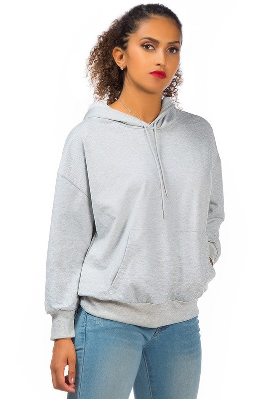 Melange Pullover Drawstring Hoodie Grey XL by Rag Company | Fleurcouture