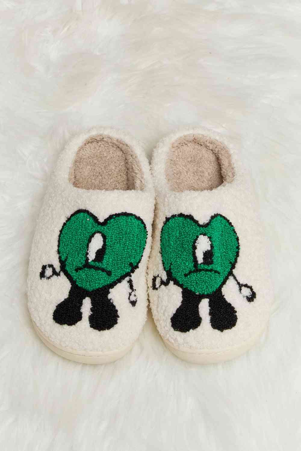 Melody Love Heart Print Plush Slippers by Trendsi | Fleurcouture