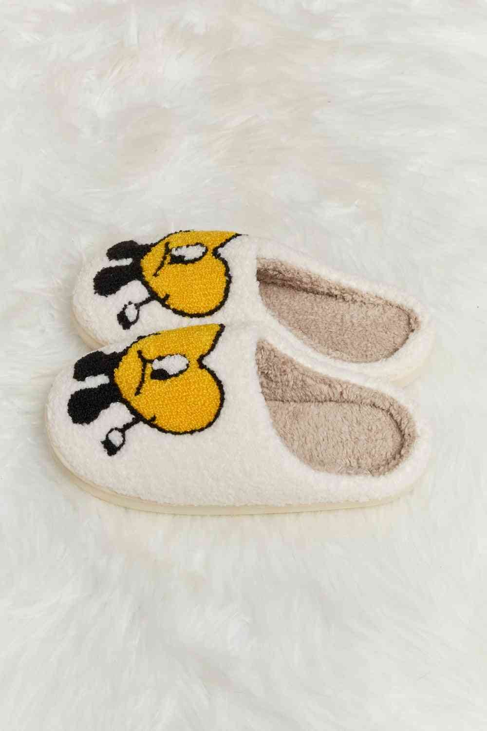 Melody Love Heart Print Plush Slippers by Trendsi | Fleurcouture