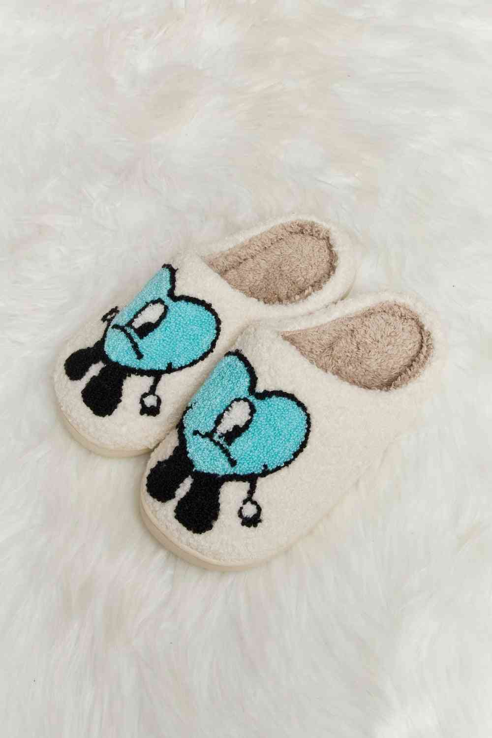 Melody Love Heart Print Plush Slippers by Trendsi | Fleurcouture