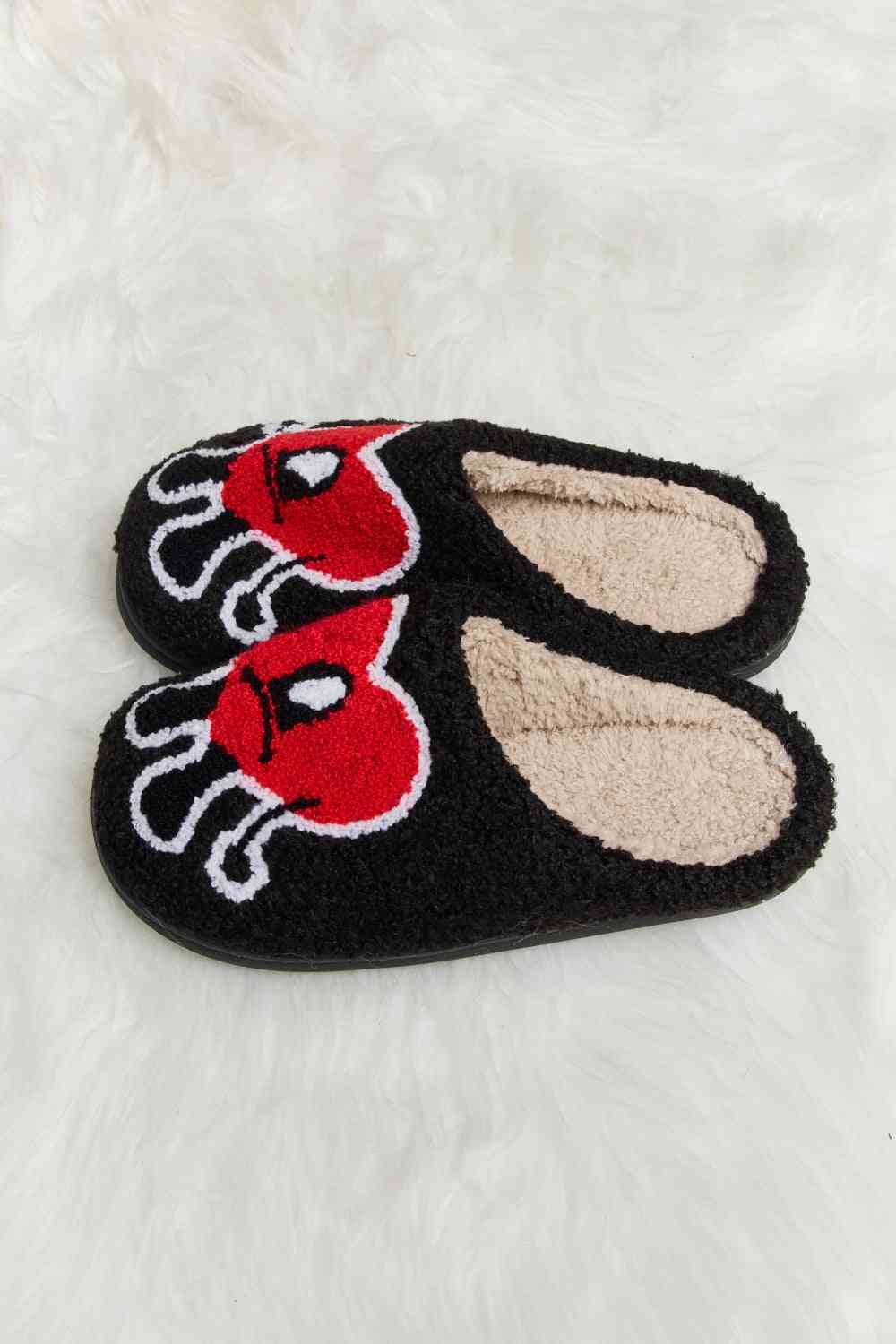 Melody Love Heart Print Plush Slippers by Trendsi | Fleurcouture