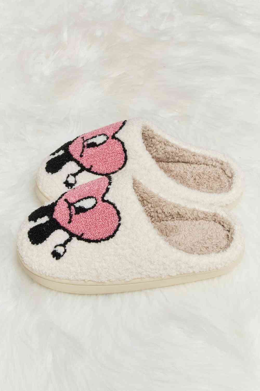 Melody Love Heart Print Plush Slippers by Trendsi | Fleurcouture