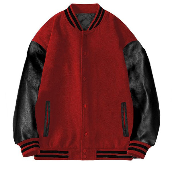 Melton Lettermans Jacket RED BLACK S Men&