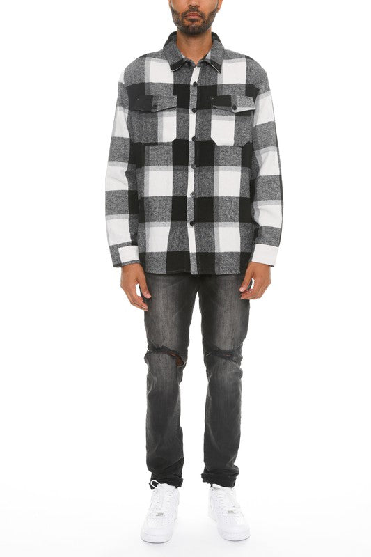 Mens Checkered Soft Flannel Shacket by WEIV | Fleurcouture