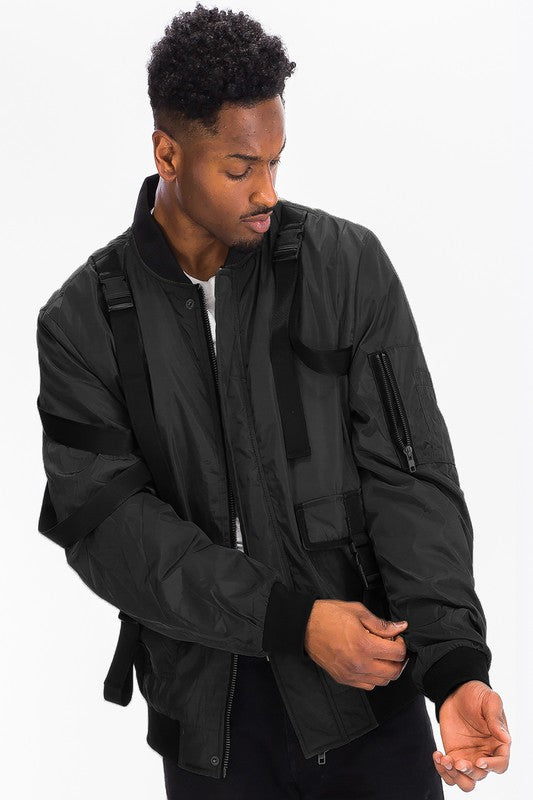 MENS UTILITY STRAP JACKET BLACK S Men&