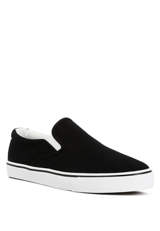 Merlin Canvas Slip On Sneakers Black 9 by Rag Company | Fleurcouture