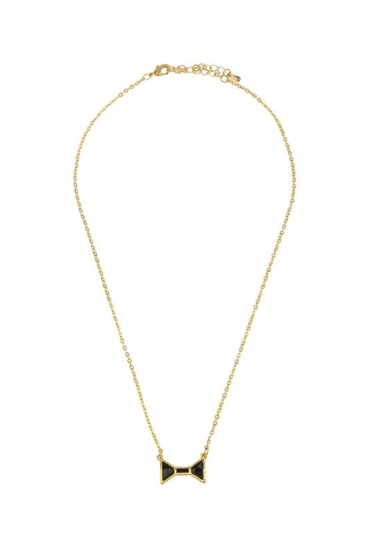 Metal Ribbon pendant Necklace BLACK OS by ICCO ACCESSORIES | Fleurcouture