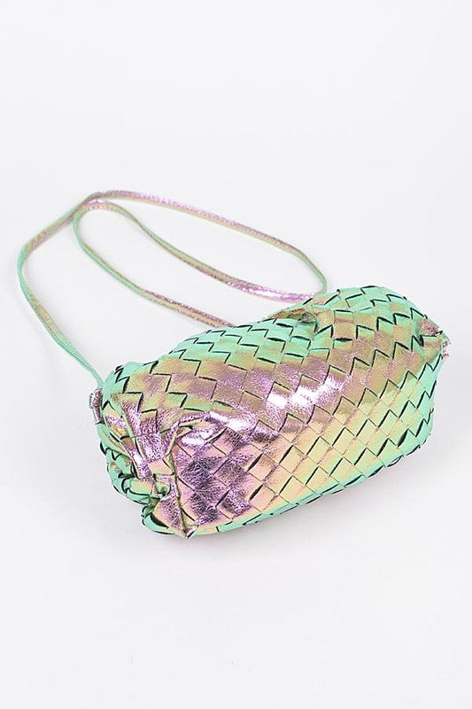 Metallic Weaved Soft Swing Bag O/S by Artini Accessories | Fleurcouture
