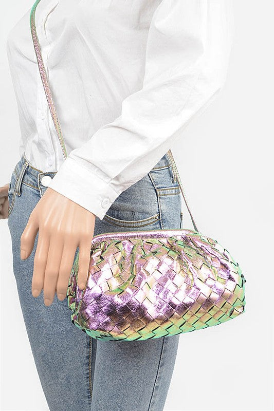 Metallic Weaved Soft Swing Bag O/S by Artini Accessories | Fleurcouture