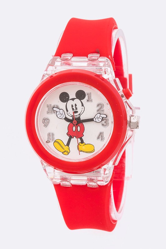 Mickey Busy Hand Light Up Watch Red O/S by Artini Accessories | Fleurcouture