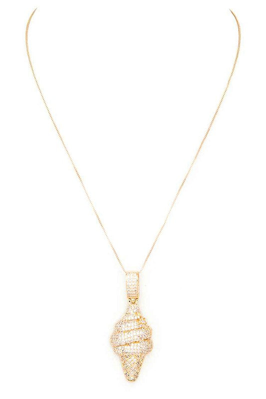 Micro Setting CZ Ice Cream Cone Pendant Necklace O/S by LA Jewelry Plaza | Fleurcouture