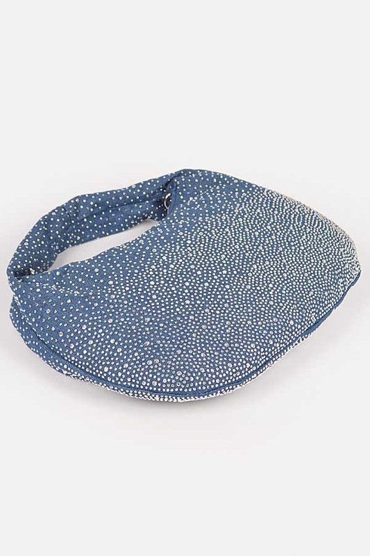 Micro Studs Convertible Denim Hobo Bag O/S by Artini Accessories | Fleurcouture