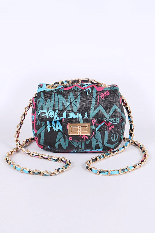 Mini Grafitti Swing Bag Black O/S by Artini Accessories | Fleurcouture