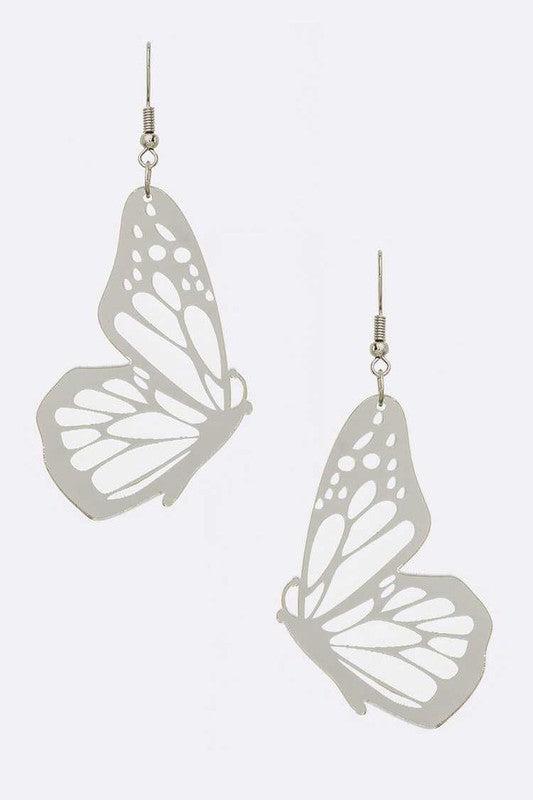 Mirror Cutout Iconic Butterfly Earrings Silver O/S by LA Jewelry Plaza | Fleurcouture