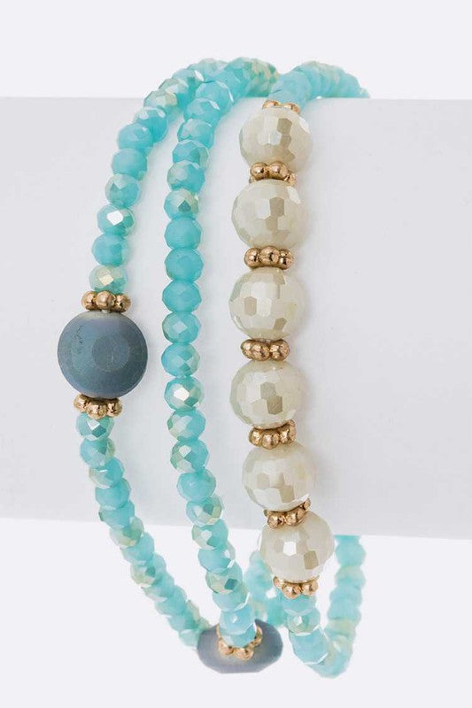 Mix Crystal Stretch Bracelet Set Mint O/S by LA Jewelry Plaza | Fleurcouture