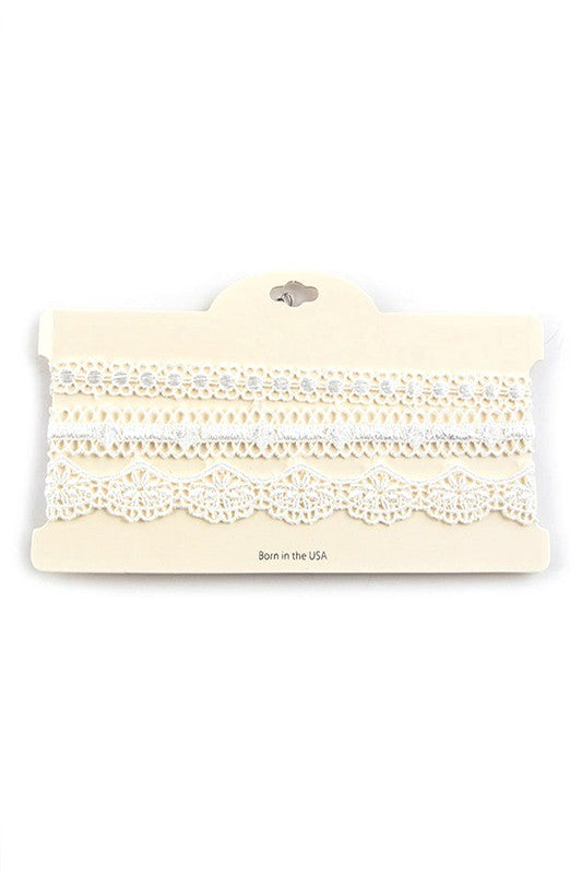 Mix Lace Choker Necklaces Set White O/S by LA Jewelry Plaza | Fleurcouture