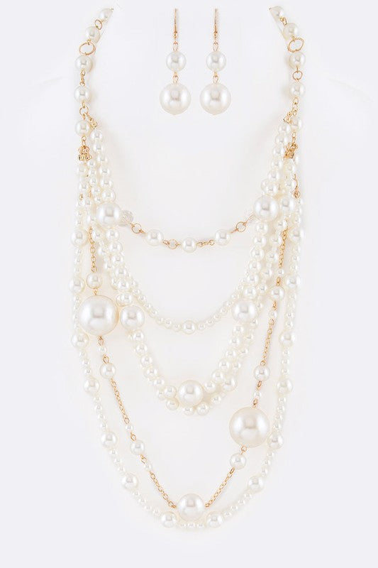Mix Pearl Statement Layer Necklace Set 1 by LA Jewelry Plaza | Fleurcouture