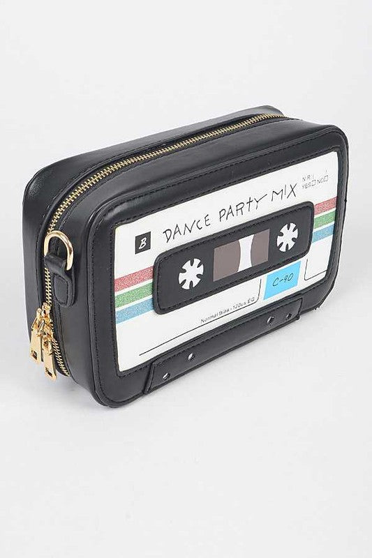 Mix Tape Iconic Crossbody Swing Bag Black O/S by Artini Accessories | Fleurcouture