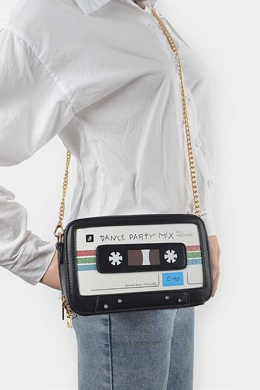 Mix Tape Iconic Crossbody Swing Bag Black O/S by Artini Accessories | Fleurcouture