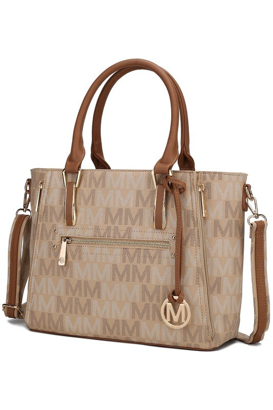 MKF Collection Siena M Signature Handbag by Mia K Beige One Size by MKF Collection by Mia K | Fleurcouture